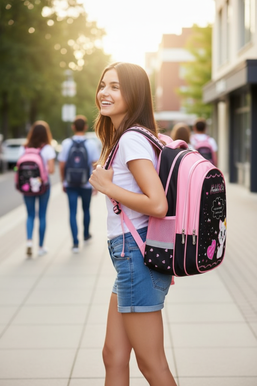 Kids School Cute Cat Print Backpack