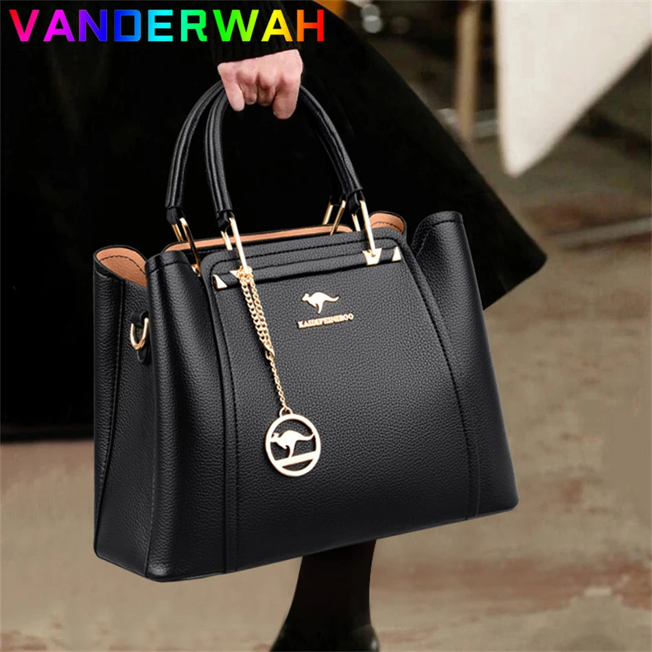 Elegant Soft Leather Tote Bag for Women - Versatile Designer Handbag with Adjustable Shoulder Strap and Large Capacity