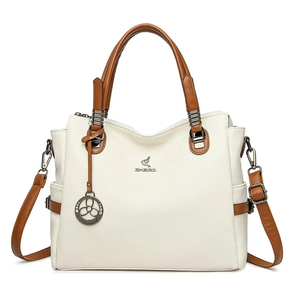 Elegant Soft Leather Tote Bag for Women - Versatile Designer Handbag with Adjustable Shoulder Strap and Large Capacity