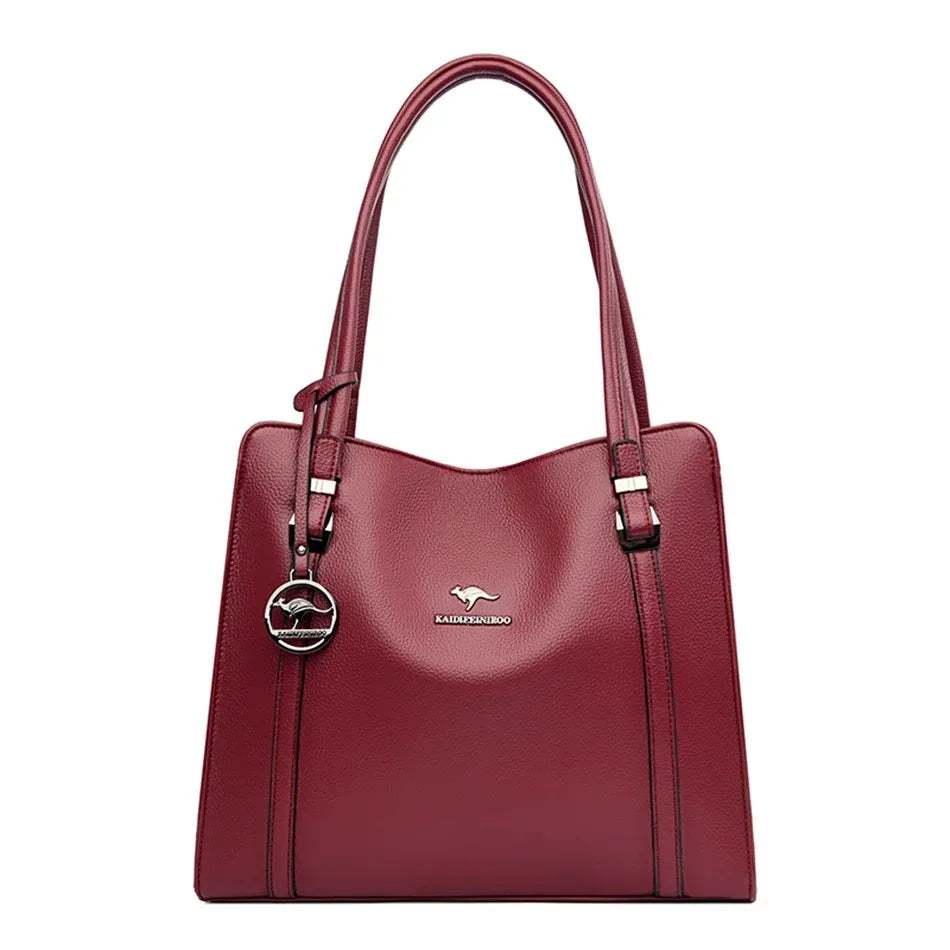 Elegant Soft Leather Tote Bag for Women - Versatile Designer Handbag with Adjustable Shoulder Strap and Large Capacity