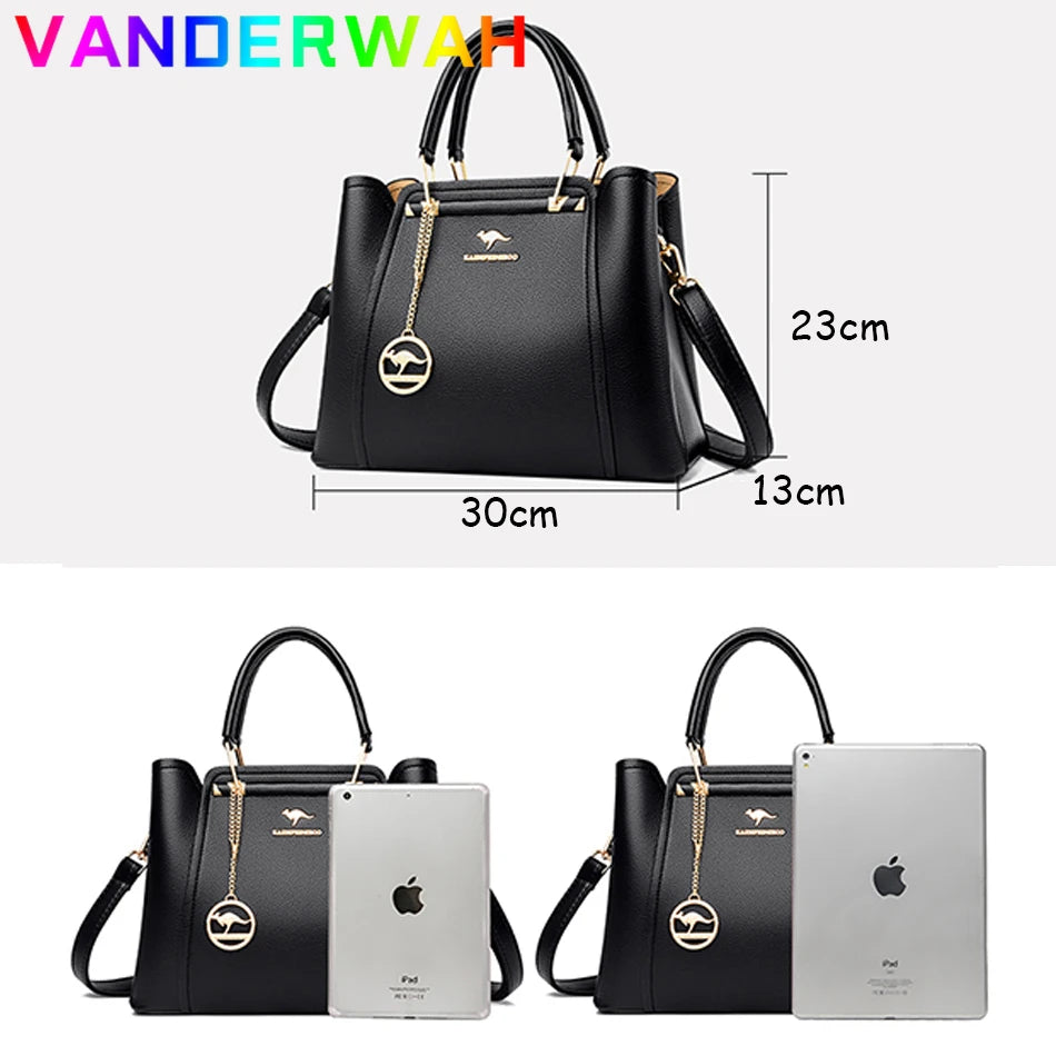 Elegant Soft Leather Tote Bag for Women - Versatile Designer Handbag with Adjustable Shoulder Strap and Large Capacity