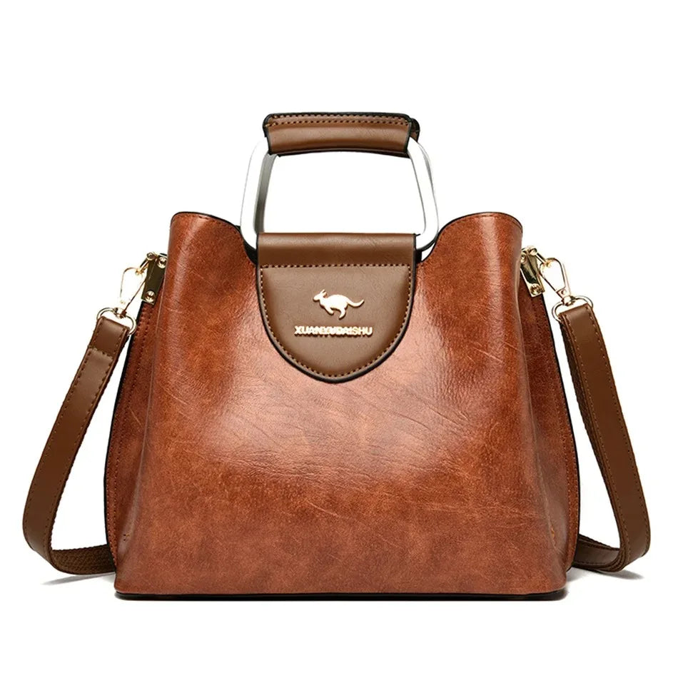 Elegant Soft Leather Tote Bag for Women - Versatile Designer Handbag with Adjustable Shoulder Strap and Large Capacity