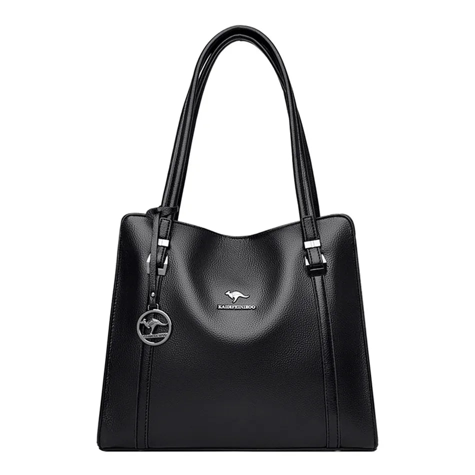 Elegant Soft Leather Tote Bag for Women - Versatile Designer Handbag with Adjustable Shoulder Strap and Large Capacity