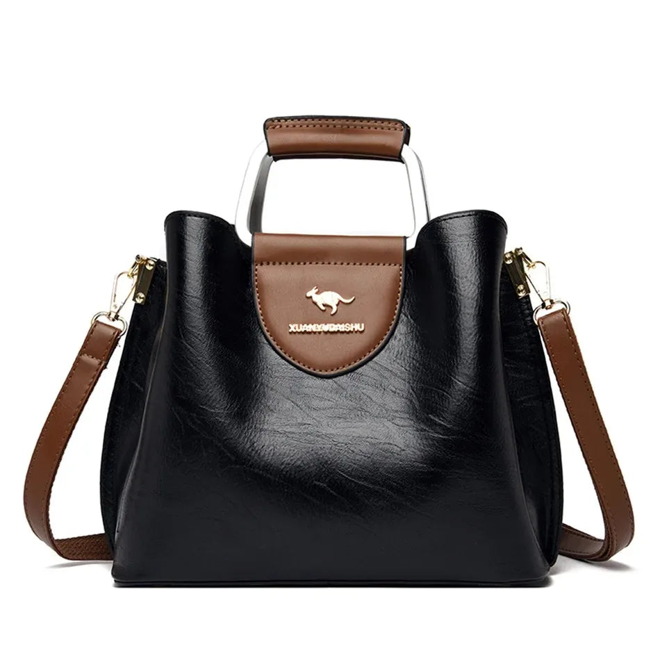 Elegant Soft Leather Tote Bag for Women - Versatile Designer Handbag with Adjustable Shoulder Strap and Large Capacity