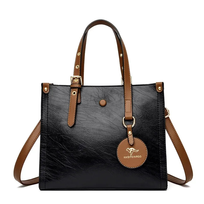Elegant Soft Leather Tote Bag for Women - Versatile Designer Handbag with Adjustable Shoulder Strap and Large Capacity