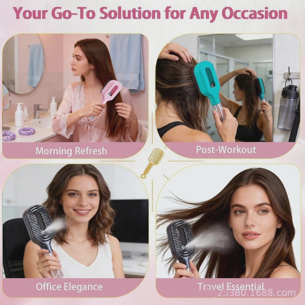 2in1 Sprayer Comb Detangling Scalp Massage Hairbrush With Spray Bottle Essential Oil Water Mist Spray Brush Anti-static Summer